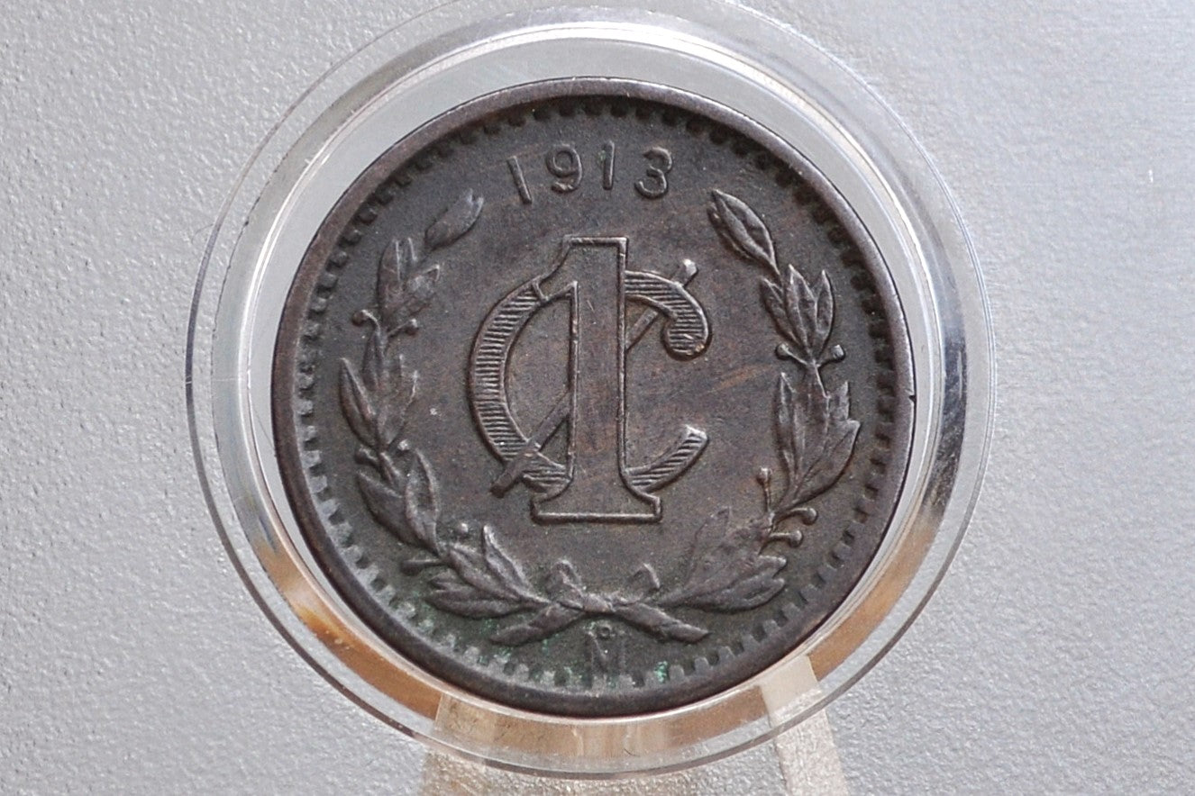 1913 Mexican 1 Cent - Choice AU - Mexico City Mint - Awesome Coin - 1913 Once Cent Mexico