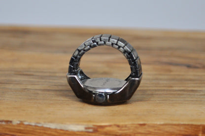 Unique Afterthoughts Ring Watch - Base Size 7 (Expandable) - Silver + Black Chrome Color - Not Working!