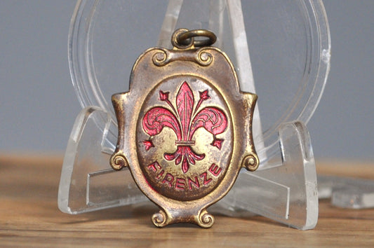 Firenze Vintage Red Fleur-De-Lis Pendant - Antique Fleur-De-Lis Charm