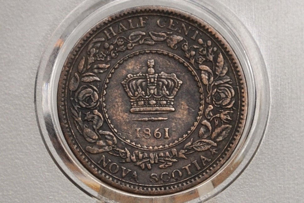 1861 Nova Scotia Half Penny - XF Grade / Condition - Province of Nova Scotia 1/2 Penny 1861, Rarer Coin