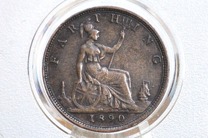 1890 Farthing Great Britain - XF - UK Farthing 1890 - Queen Victoria Young Head