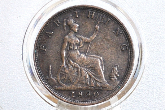 1890 Farthing Great Britain - XF - UK Farthing 1890 - Queen Victoria Young Head