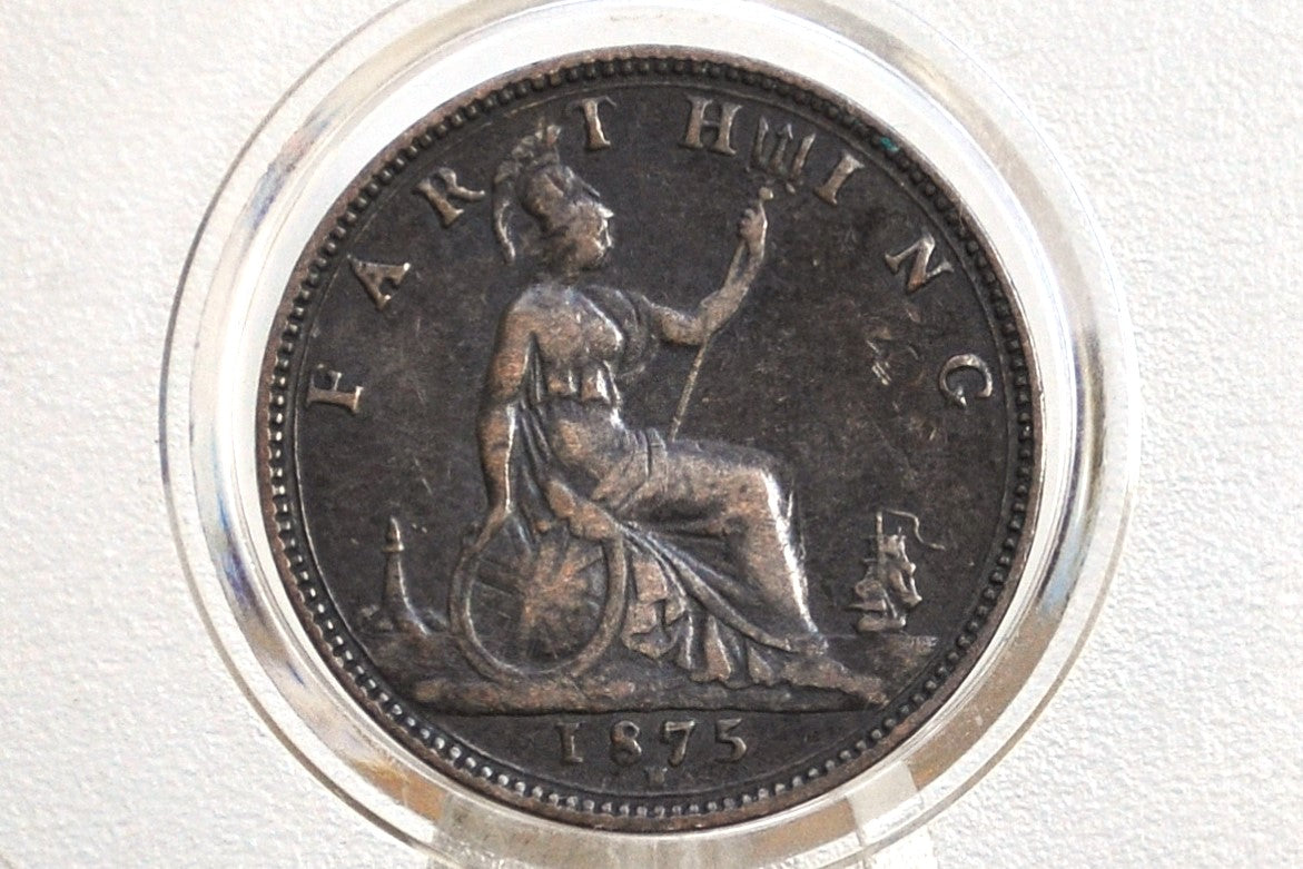 1875 Farthing Great Britain - XF - UK Farthing 1875 - Queen Victoria Young Head