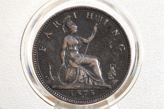 1875 Farthing Great Britain - XF - UK Farthing 1875 - Queen Victoria Young Head