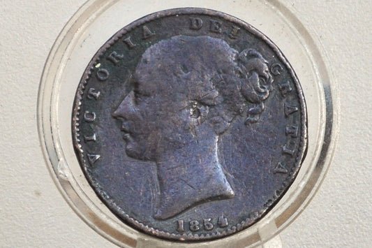 1854 Farthing Great Britain - Historic Coin - UK Farthing 1854 - Bronze