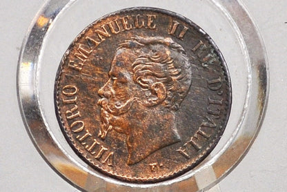 1867 Italian 1 Centesimo - About Uncirculated - 1867 1 Cent Coin Italy - Vittorio Emanuele II - Copper - 1867 1 Centesimo M