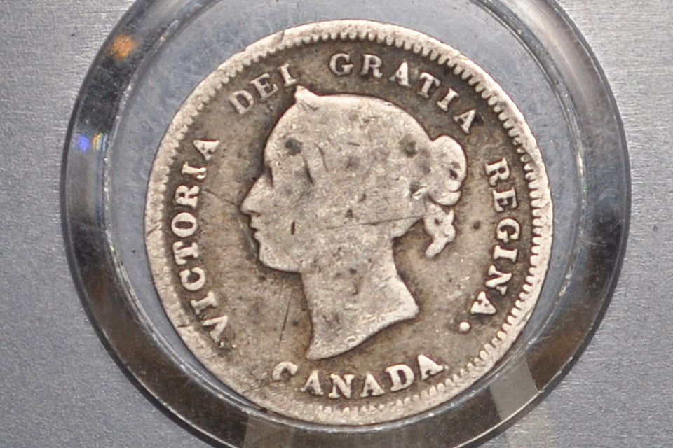 1881 Canadian Silver 5 Cent - VG/F (Very Good - Fine) - Queen Victoria - Canada 5 Cent Sterling Silver 1881 Canada Five Cent Silver, Rarer Date