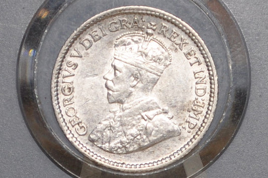 1912 Canadian Silver 5 Cent Coin - AU (About Unc.) Condition - King George - Canada 5 Cent Sterling Silver 1912 Canada