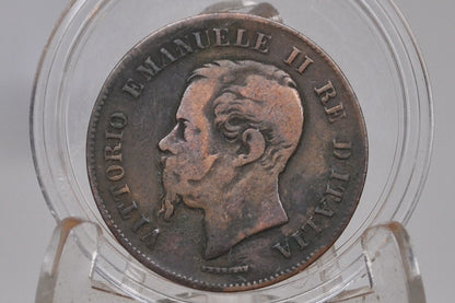 1867 Italian 5 Centesimo - Great Condition - 1867 Five Cent Coin Italy - Vittorio Emanuele II - Copper - 1867 5 Cent