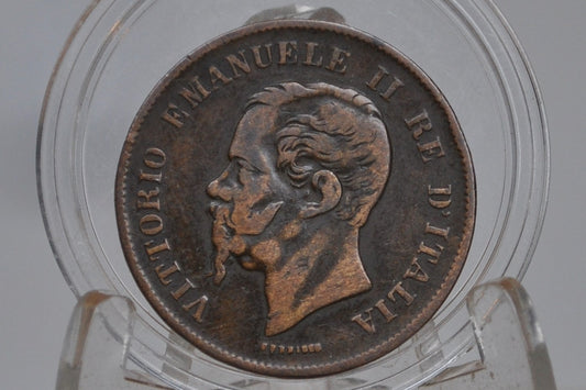 1862 Italian 5 Centesimo - Great Condition - 1862 Five Cent Coin Italy - Vittorio Emanuele II - Copper - 1862 5 Cent