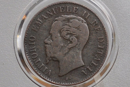 1867 Italian 2 Centesimo - Great Condition - 1867 Two Cent Coin Italy - Vittorio Emanuele II - Copper - 1867 2 Cent