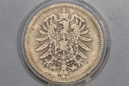 1878-B German 1 Mark, B Mint Mark - Rarer Date and Mint - German Empire Silver One Mark 1878B, Hanover Mint Silver Mark 1878, Great Coin