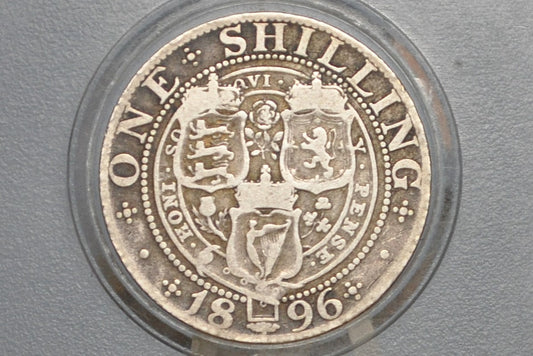 1896 Great Britain Silver 1 Shilling UK One Shilling 1896 - VG/VG+ Details  - Queen Victoria - 1 Shilling 1896 Sterling Shilling UK