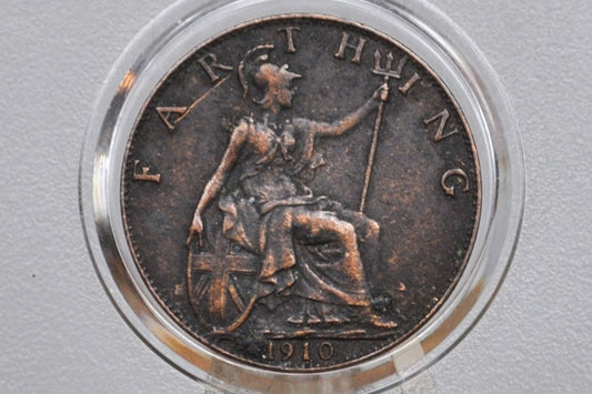 1910 Farthing Great Britain - XF+ - Great Detail - UK Farthing 1910