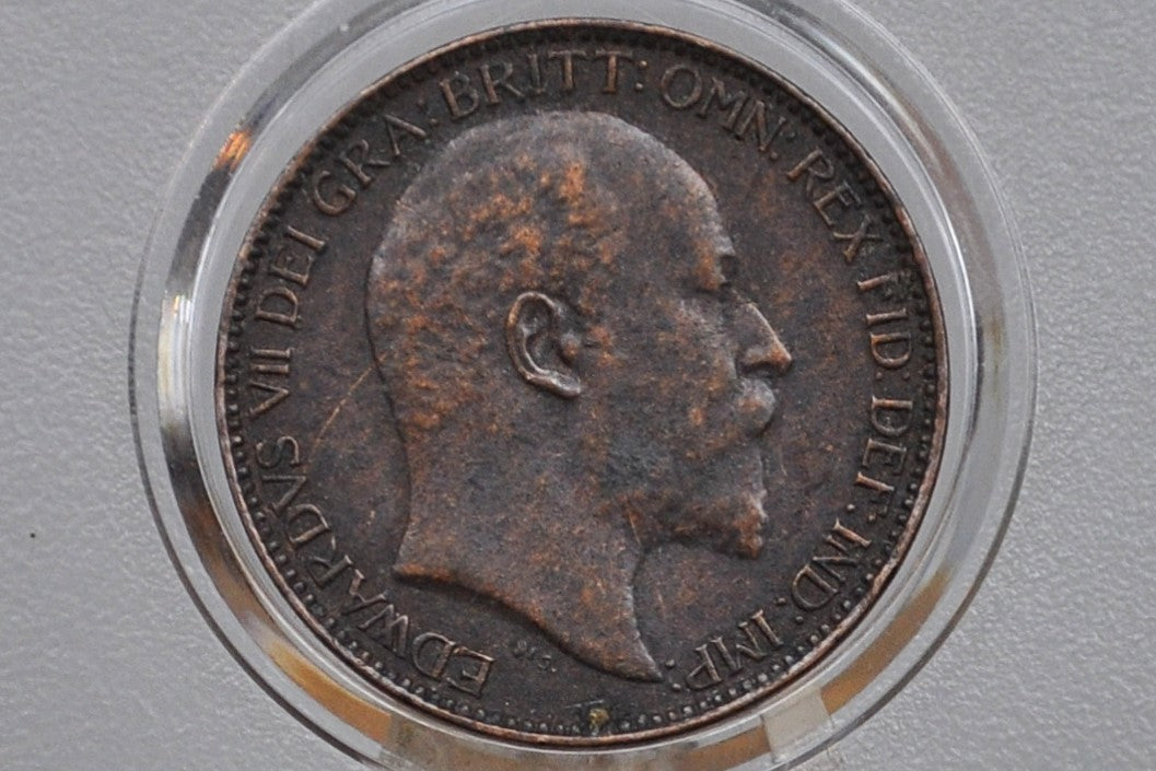 1910 Farthing Great Britain - XF+ - Great Detail - UK Farthing 1910