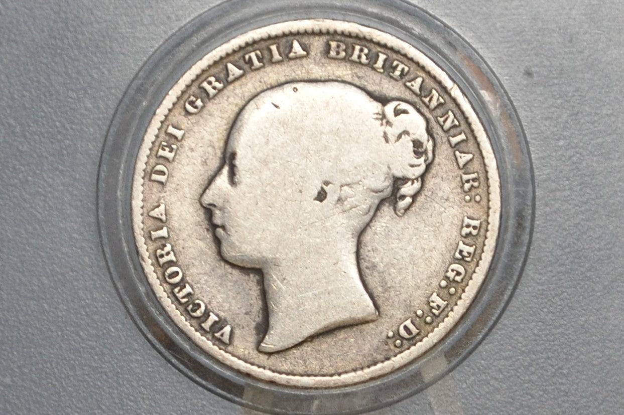 1866 Great Britain Silver 1 Shilling UK One Shilling 1866 - VG  - Queen Victoria - 1 Shilling 1866 Silver - Silver Shilling