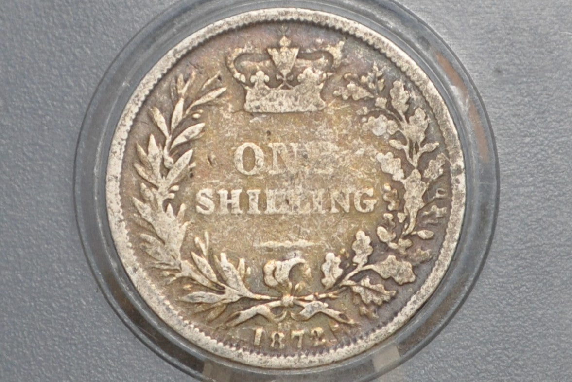 1872 Great Britain Silver 1 Shilling UK One Shilling 1872 Die No 10 - Queen Victoria - Great Details - Old Silver Shilling (Copy)