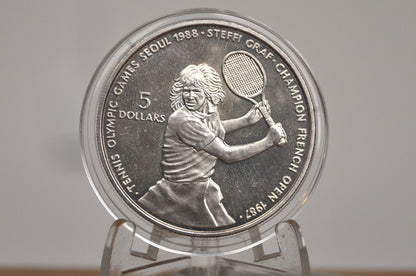 Steffi Graf 1987 Five Dollars Medallion - Olympic French Champion Steffi Graf 1987 Token