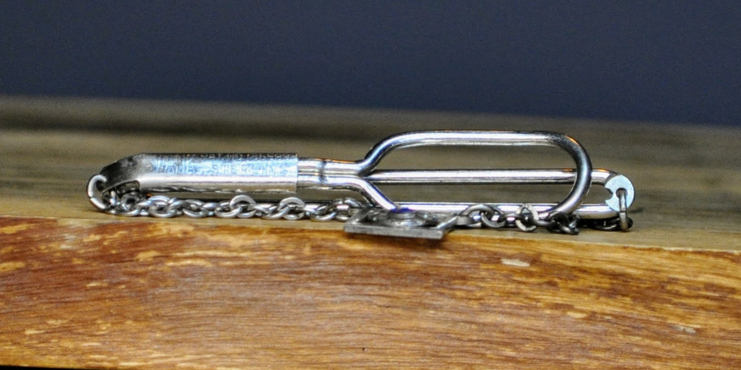 Vintage Sterling Silver Patented Lions Club Drop Chain Tie Clip - 2.25" Length - Pat. 186599 - Lions Club International 925 Tie Clip