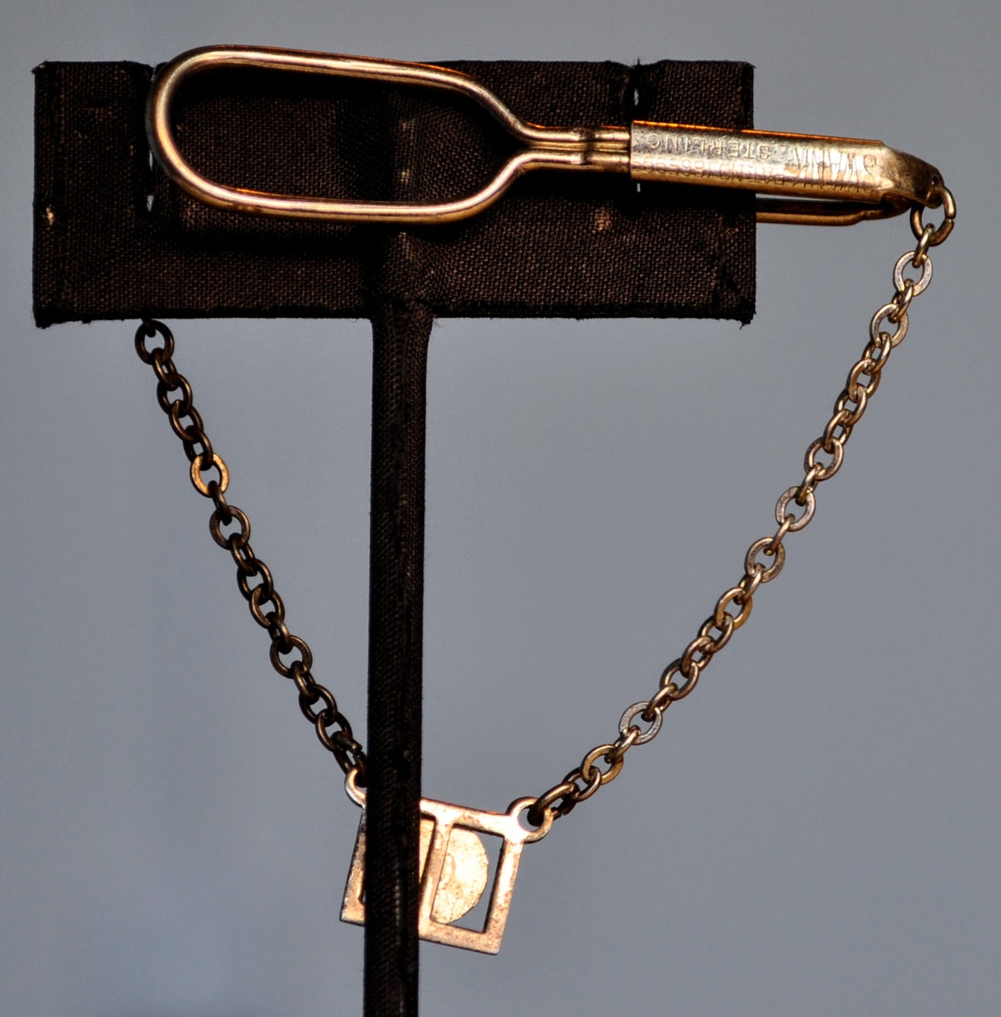 Vintage Sterling Silver Patented Lions Club Drop Chain Tie Clip - 2.25" Length - Pat. 186599 - Lions Club International 925 Tie Clip