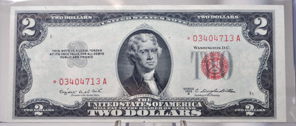 1953 STAR NOTE Unc. Red Seal 2 Dollar Star Note - Uncirculated - 1953 Two Dollar U.S. Star Note 1953 Star Note Fr#1509* 2 Dollar Red