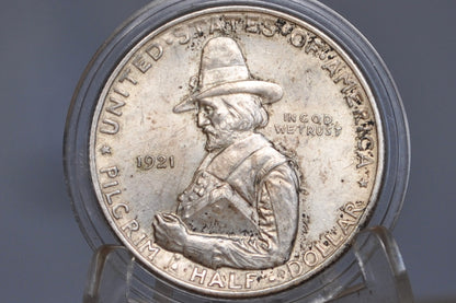 1921 Pilgrim Tercentenary Silver Commemorative Half Dollar - MS62 (Uncirculated) - Pilgrim Half Dollar Commemorative 1921, Rarer Date!