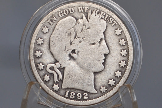 1892-O Barber Half Dollar - G+ (Good6+) - New Orleans Mint 1892 Barber Silver Half Dollar Key Date / Low Mintage Date!