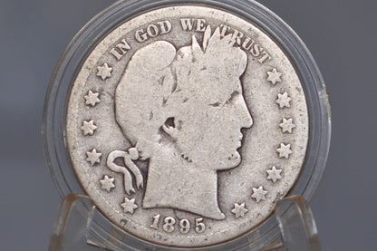 1895-S Barber Half Dollar - G (Good) Grade / Condition  - 1895S Barber Silver Half Dollar - 1895 P Half Dollar - 1895 Barber Half