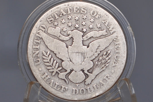 1895-S Barber Half Dollar - G (Good) Grade / Condition  - 1895S Barber Silver Half Dollar - 1895 P Half Dollar - 1895 Barber Half