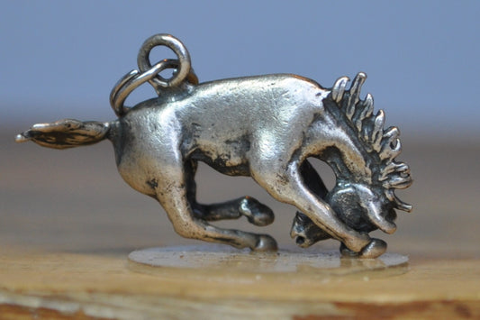 Silver Bucking Bronco Charm - Tested Sterling Silver - Bronco Charm - Horse Charm