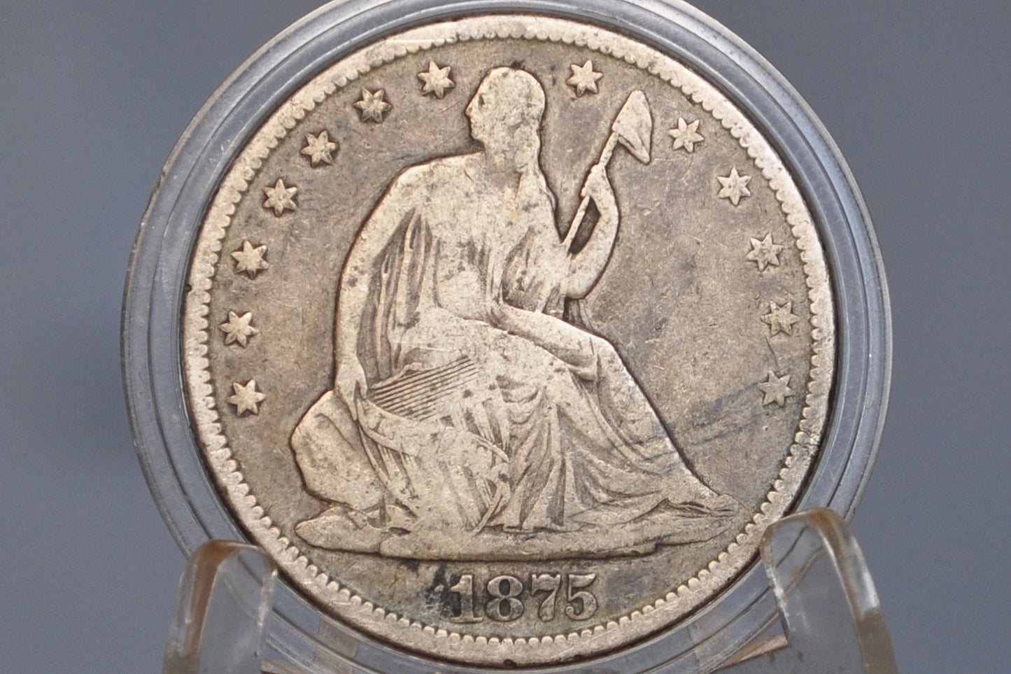 1875-CC Seated Liberty Half Dollar - VG+ Grade / Condition (Very Good Plus) - 1875 CC Liberty Seated Silver Half Dollar