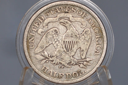 1875-CC Seated Liberty Half Dollar - VG+ Grade / Condition (Very Good Plus) - 1875 CC Liberty Seated Silver Half Dollar