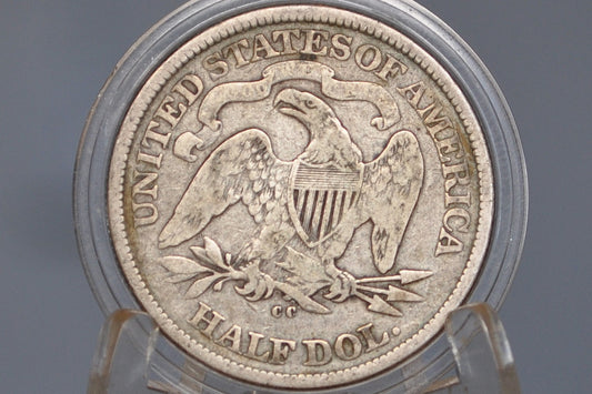 1875-CC Seated Liberty Half Dollar - VG+ Grade / Condition (Very Good Plus) - 1875 CC Liberty Seated Silver Half Dollar