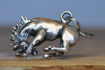 Silver Bucking Bronco Charm - Tested Sterling Silver - Bronco Charm - Horse Charm