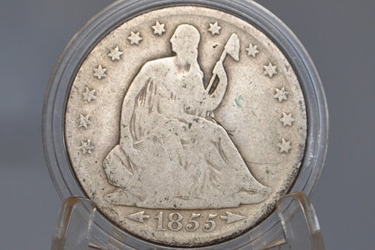 1855-O Seated Liberty Half Dollar - Good Grade / Condition - 1855O Liberty Seated Silver Half Dollar With Arrows