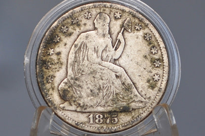 1875-S Seated Liberty Half Dollar - VG+ - 1875 S Liberty Seated Silver Half Dollar - Low Price!