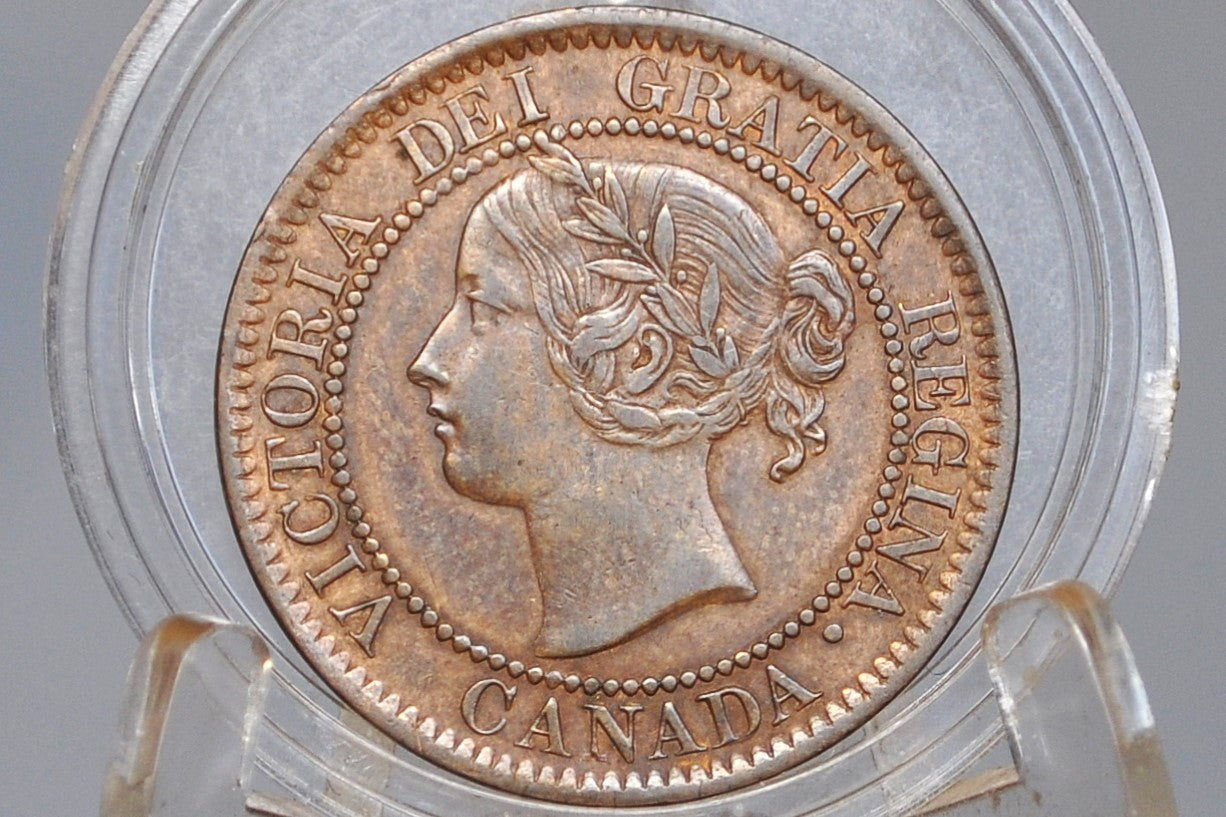 1858 Canadian Cent - AU (About Uncirculated) Grade / Condition, Brown - The Key Date - 1858 Cent Canada - Canada 1858 One Penny - Rare Date!