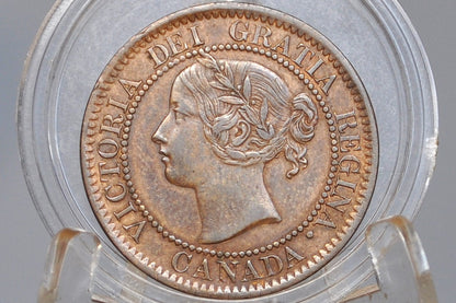 1858 Canadian Cent - AU (About Uncirculated) Grade / Condition, Brown - The Key Date - 1858 Cent Canada - Canada 1858 One Penny - Rare Date!