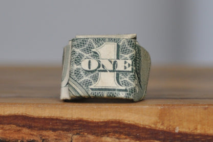Cool Origami 1 Dollar Ring - Size 9+ - Origami Style Dollar Ring