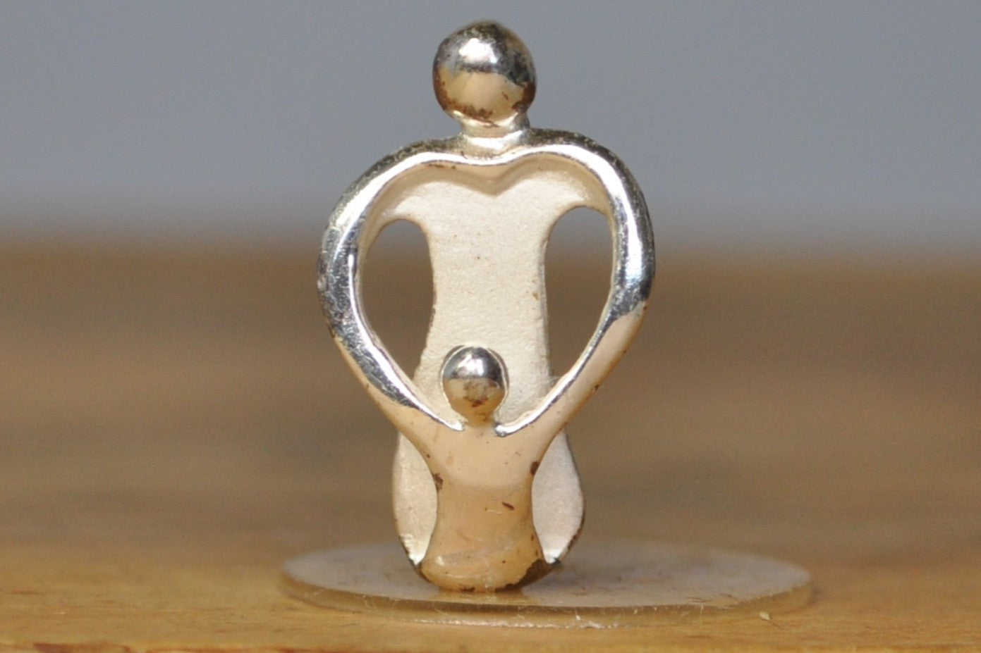 Carolyn Pollack Modernist Mother and Child Charm - Stamped and Tested Sterling Silver - Sentimental Mothers Day Charm