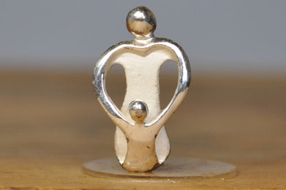 Carolyn Pollack Modernist Mother and Child Charm - Stamped and Tested Sterling Silver - Sentimental Mothers Day Charm