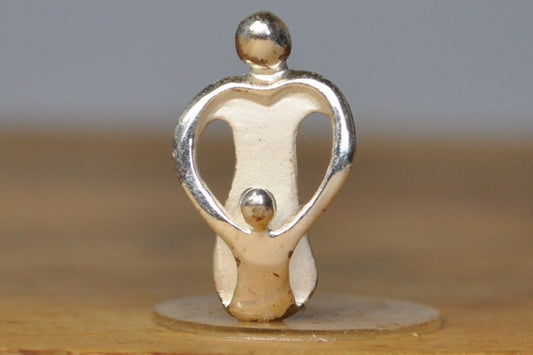 Carolyn Pollack Modernist Mother and Child Charm - Stamped and Tested Sterling Silver - Sentimental Mothers Day Charm