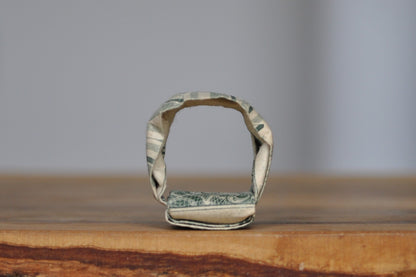 Cool Origami 1 Dollar Ring - Size 9+ - Origami Style Dollar Ring