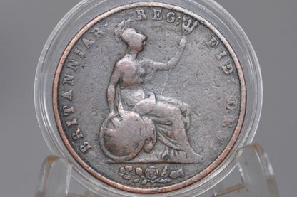 1854 Great Britain Halfpenny - F/VF Details - UK 1/2 Penny 1854 - Bronze, Queen Victoria - Victorian Era Coin
