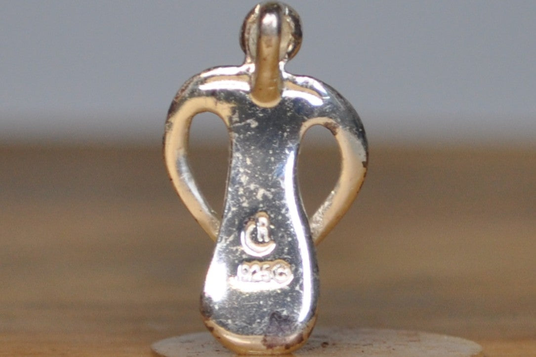 Carolyn Pollack Modernist Mother and Child Charm - Stamped and Tested Sterling Silver - Sentimental Mothers Day Charm