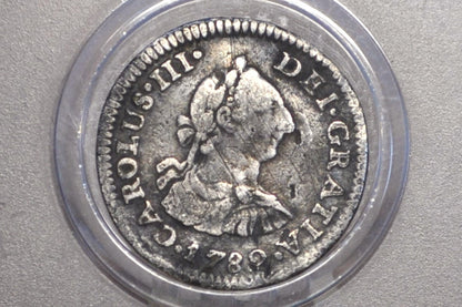 1783 Spanish Half Reale Mexico, Silver - XF - 1783 Spanish Silver Colonial Coin 1783 1/2 Reale, Pirate Coins, 1700s Shipwreck Coin