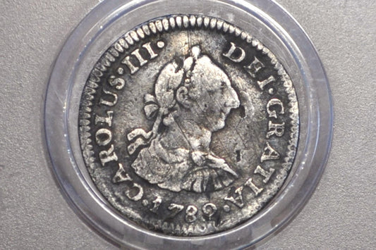 1783 Spanish Half Reale Mexico, Silver - XF - 1783 Spanish Silver Colonial Coin 1783 1/2 Reale, Pirate Coins, 1700s Shipwreck Coin