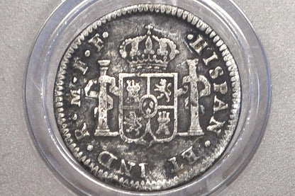 1783 Spanish Half Reale Mexico, Silver - XF - 1783 Spanish Silver Colonial Coin 1783 1/2 Reale, Pirate Coins, 1700s Shipwreck Coin