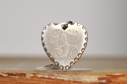 Love Token Style Sterling Letter "L" Charm - Ornate Scrollwork Carved Lettering - Beautiful Initial Pendent / Charm - Awesome Piece! Sterling Silver