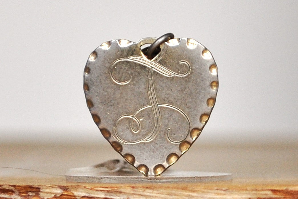 Love Token Style Sterling Letter "L" Charm - Ornate Scrollwork Carved Lettering - Beautiful Initial Pendent / Charm - Awesome Piece! Sterling Silver